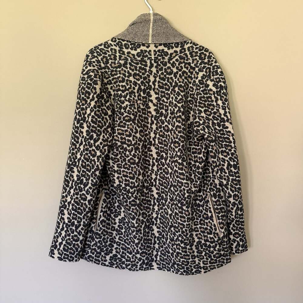 Johnny Was S Wool Cashmere Leopard Cheetah Cardigan Sweater Open Front Animal - Picture 4 of 8